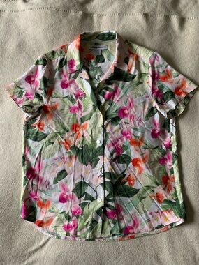 Tommy Bahama Tropical Floral Short-Sleeve Shirt - Pink, Orange & Green